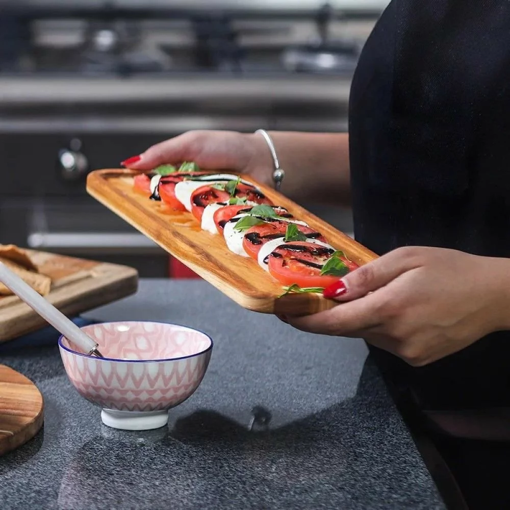 TeakHaus Essential Edge Grain Rectangle Serving Tray | 12" X 5" X .5" - Image 2