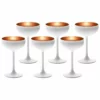 Stolzle 7.75oz Olympia Crystal Champagne Saucer Coupe Glasses - Set Of 6 | White & Bronze
