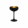Stolzle 7.75oz Olympia Crystal Champagne Saucer Coupe Glasses - Set Of 2 | Black & Gold