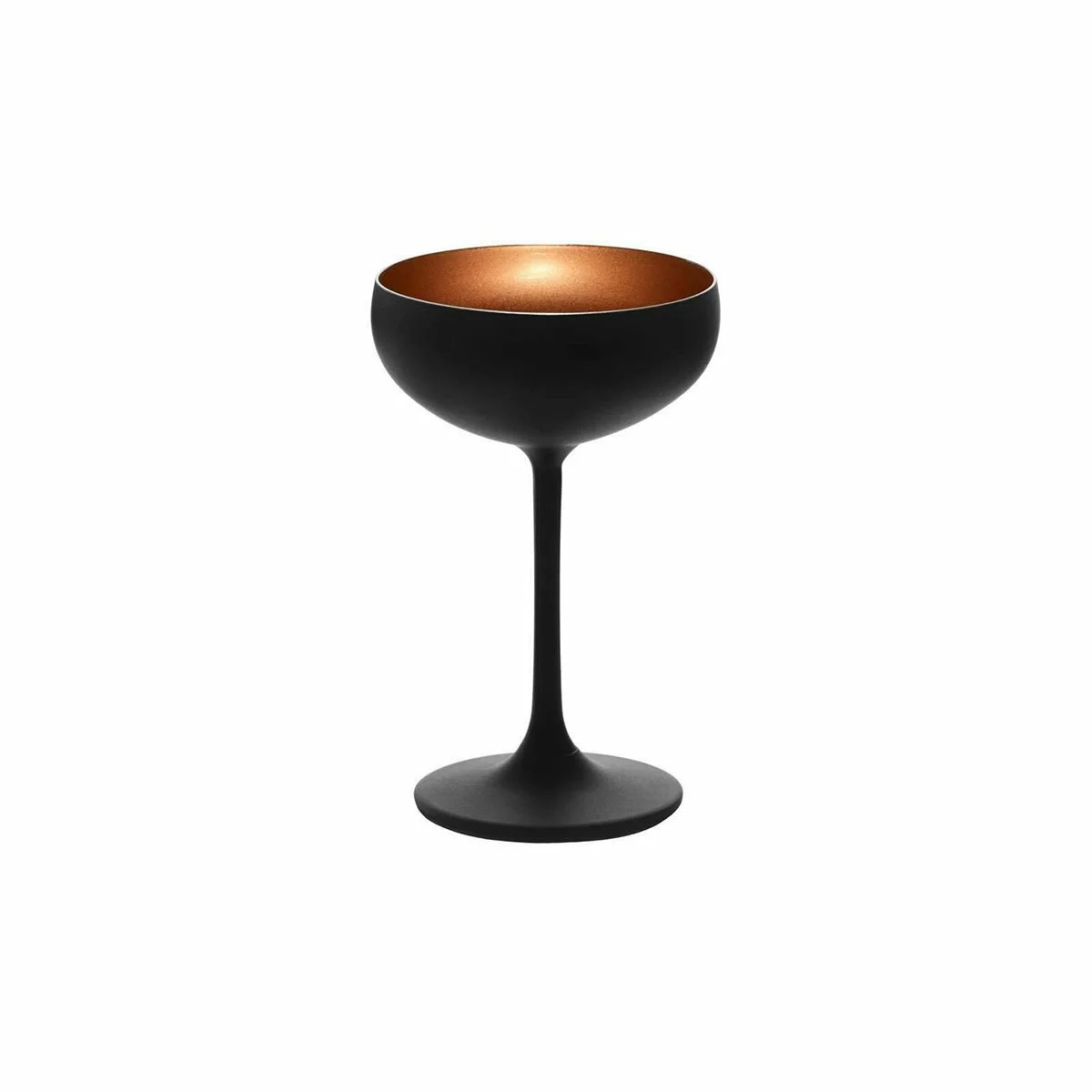 Stolzle 7.75oz Olympia Crystal Champagne Saucer Coupe Glasses - Set Of 2 | Black & Bronze