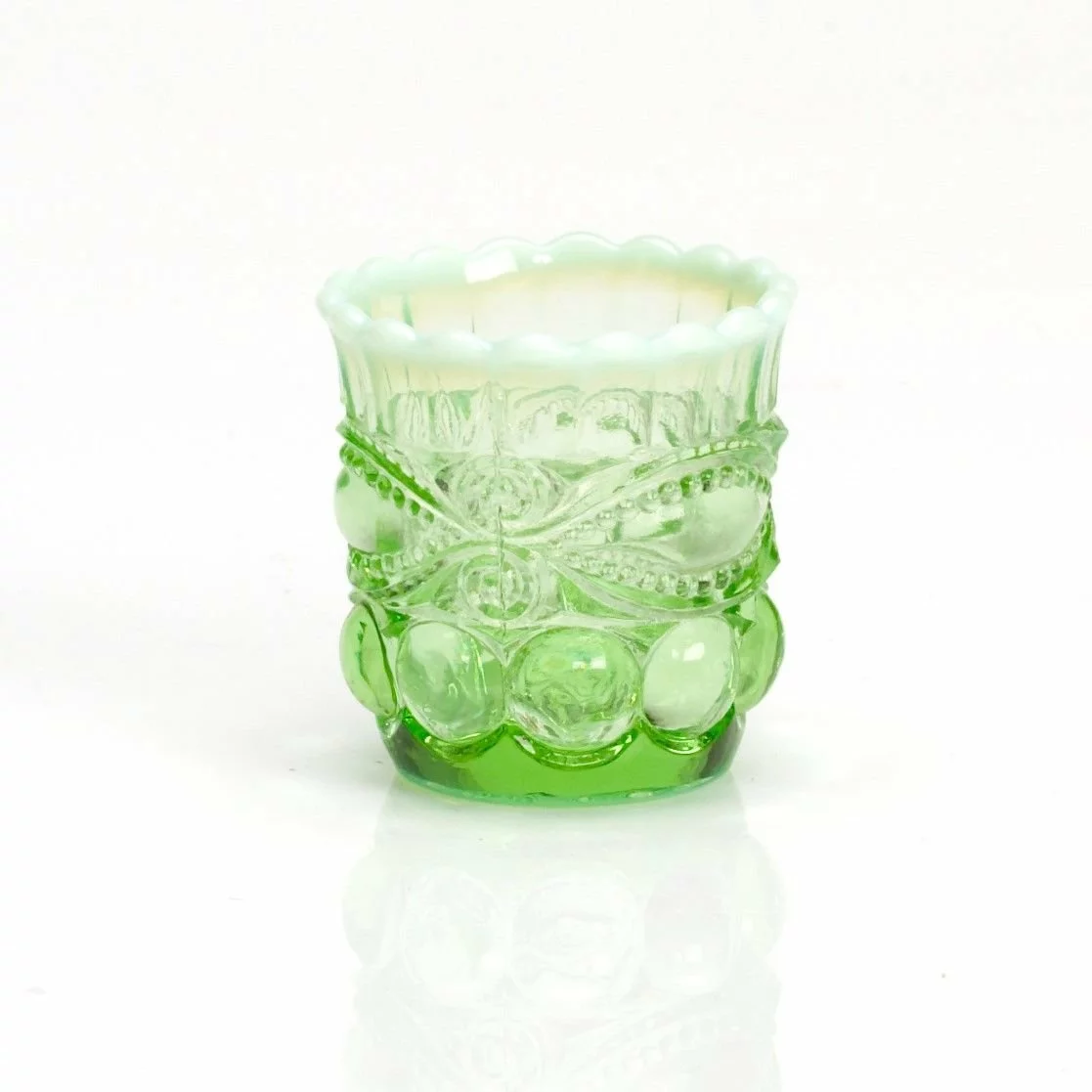 Mosser Glass Eye Winker Toothpick Holder | Green Opal