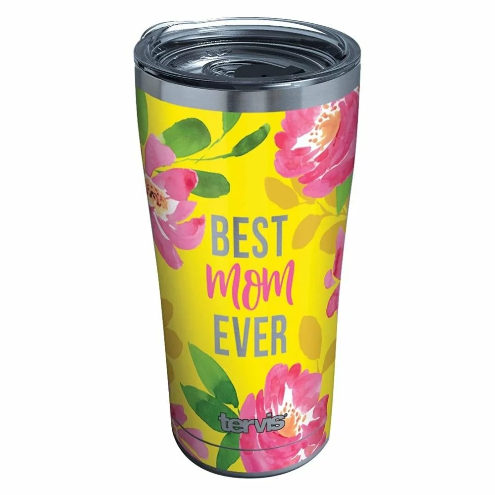 Tervis® 20oz Triple-Walled Insulated Stainless Steel Tumbler With Lid | Yellow Floral - "Best Mom Ever"