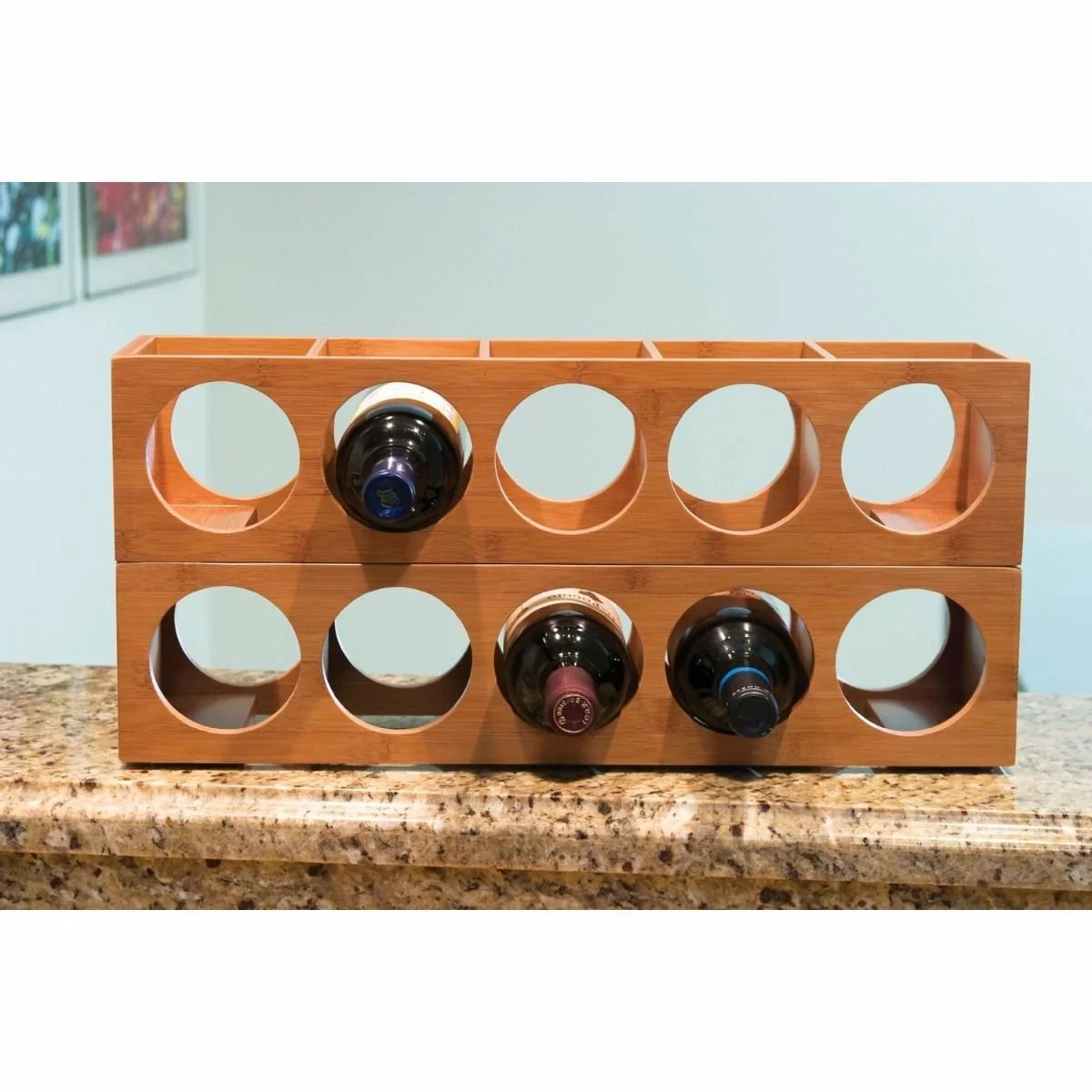 Lipper International Stacking 5-Bottle Wine Rack | Bamboo - Image 4