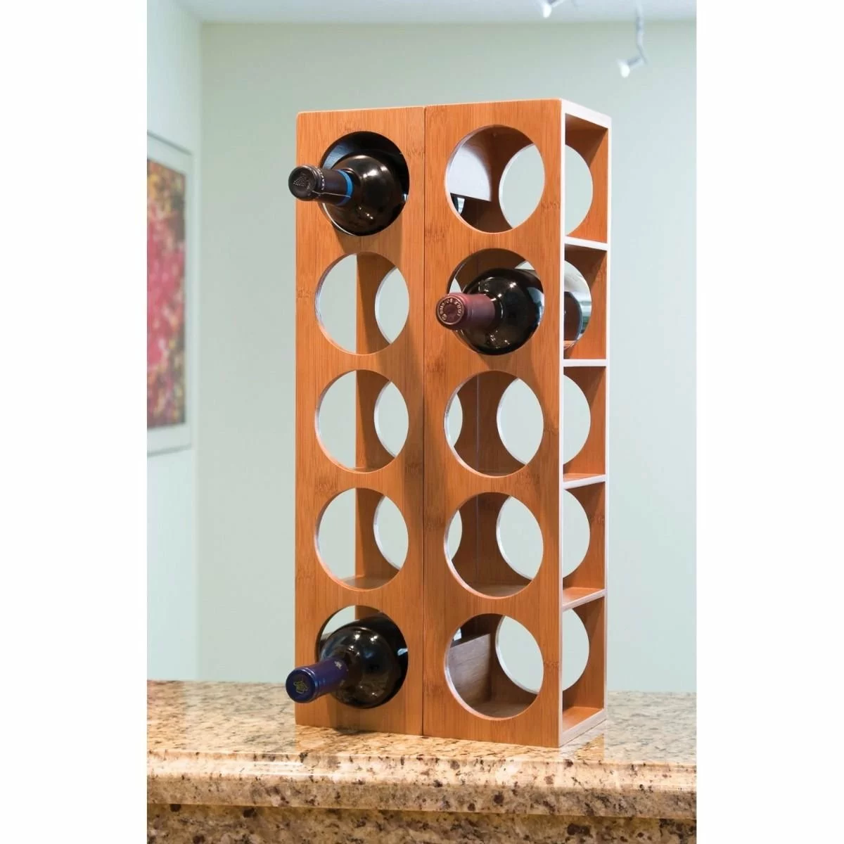 Lipper International Stacking 5-Bottle Wine Rack | Bamboo - Image 5