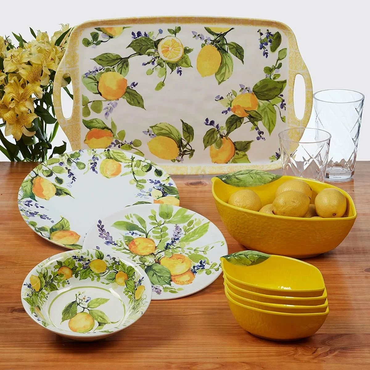 Certified International 5-Piece Melamine 3-D Lemon Serving Bowl Set | Lemon Zest - Image 4
