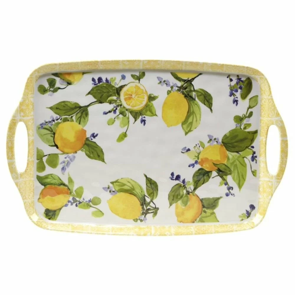 Certified International 19" X 12" Melamine Rectangular Tray With Handles | Lemon Zest