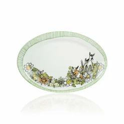 Everything Kitchens Barnyard Baby Animals 14" Oval Platter | "Caprine Caper Goats" - Kid