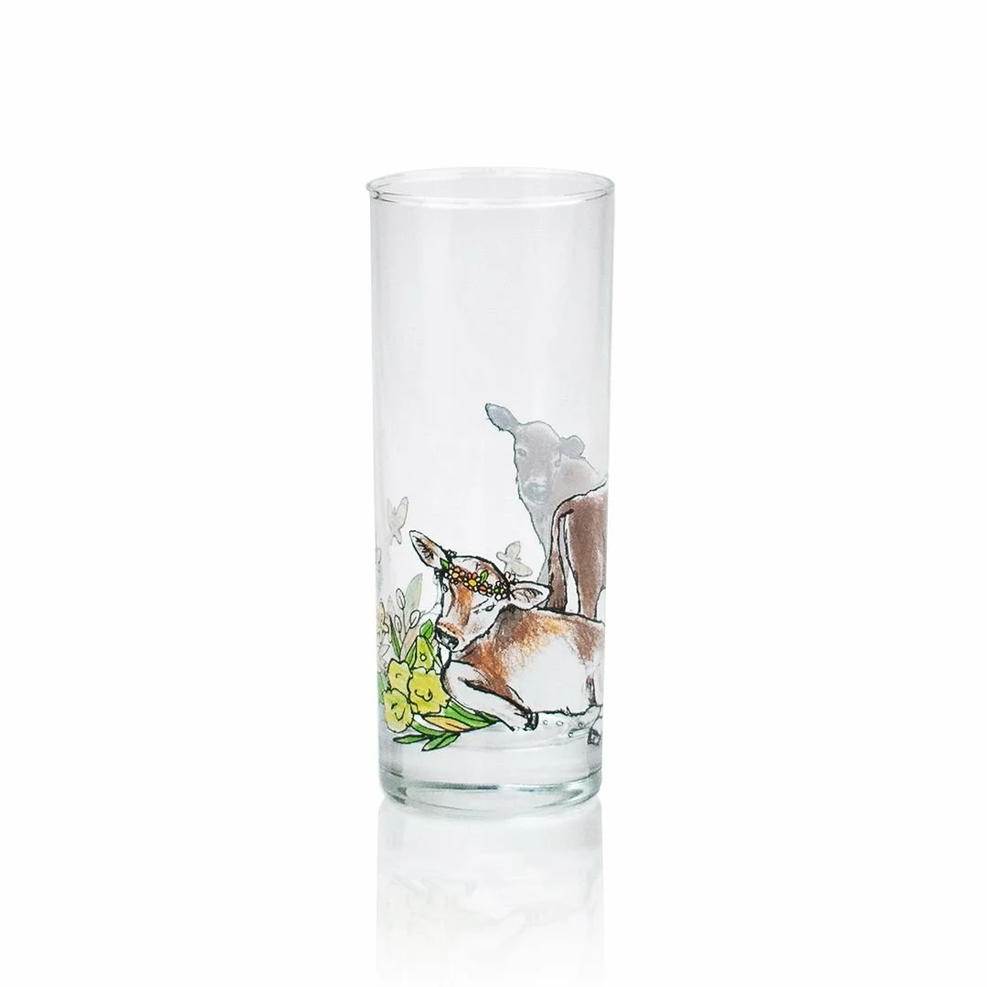 Everything Kitchens Barnyard Baby Animals 8 Oz Drinking Glass | "Have A Jersey Cow" - Calf - Image 2