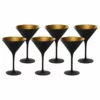Stolzle 8oz Olympia Crystal Martini Glasses - Set Of 6 | Black & Gold