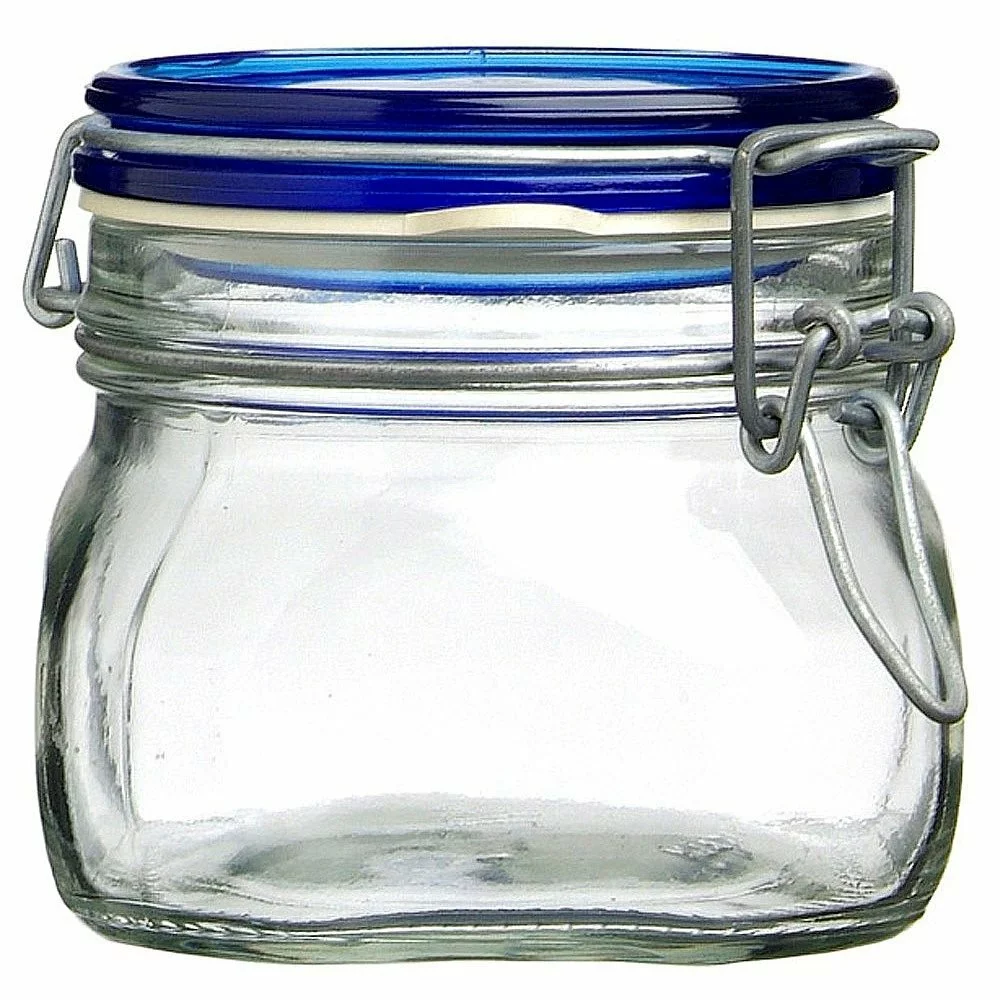 Bormioli Rocco 0.5L Swing Top Fido Canning Jars - Blue Lid | 6-pack - Image 2