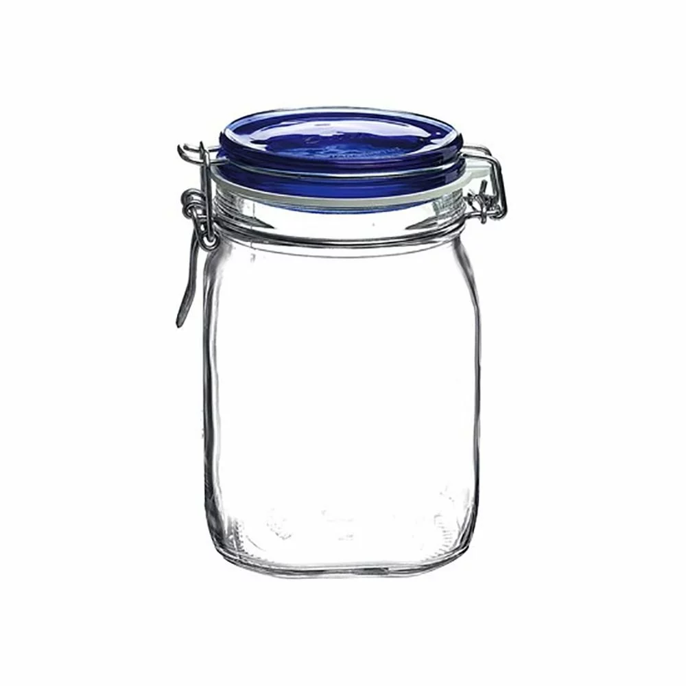 Bormioli Rocco 1L Swing Top Fido Canning Jars - Blue Lid | 6-pack - Image 2
