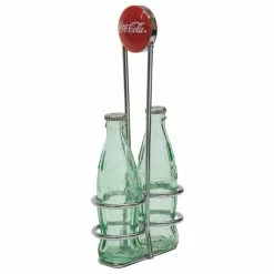 TableCraft 1oz Coca-Cola Salt & Pepper Shakers | Green Tinted Glass With Retro Rack