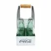 TableCraft 1oz Coca-Cola Salt & Pepper Shakers | Green Tinted Glass With Galvanized Rack