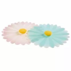 Charles Viancin Silicone Drink Covers | Daisy (Set Of 2 - Aqua & White)