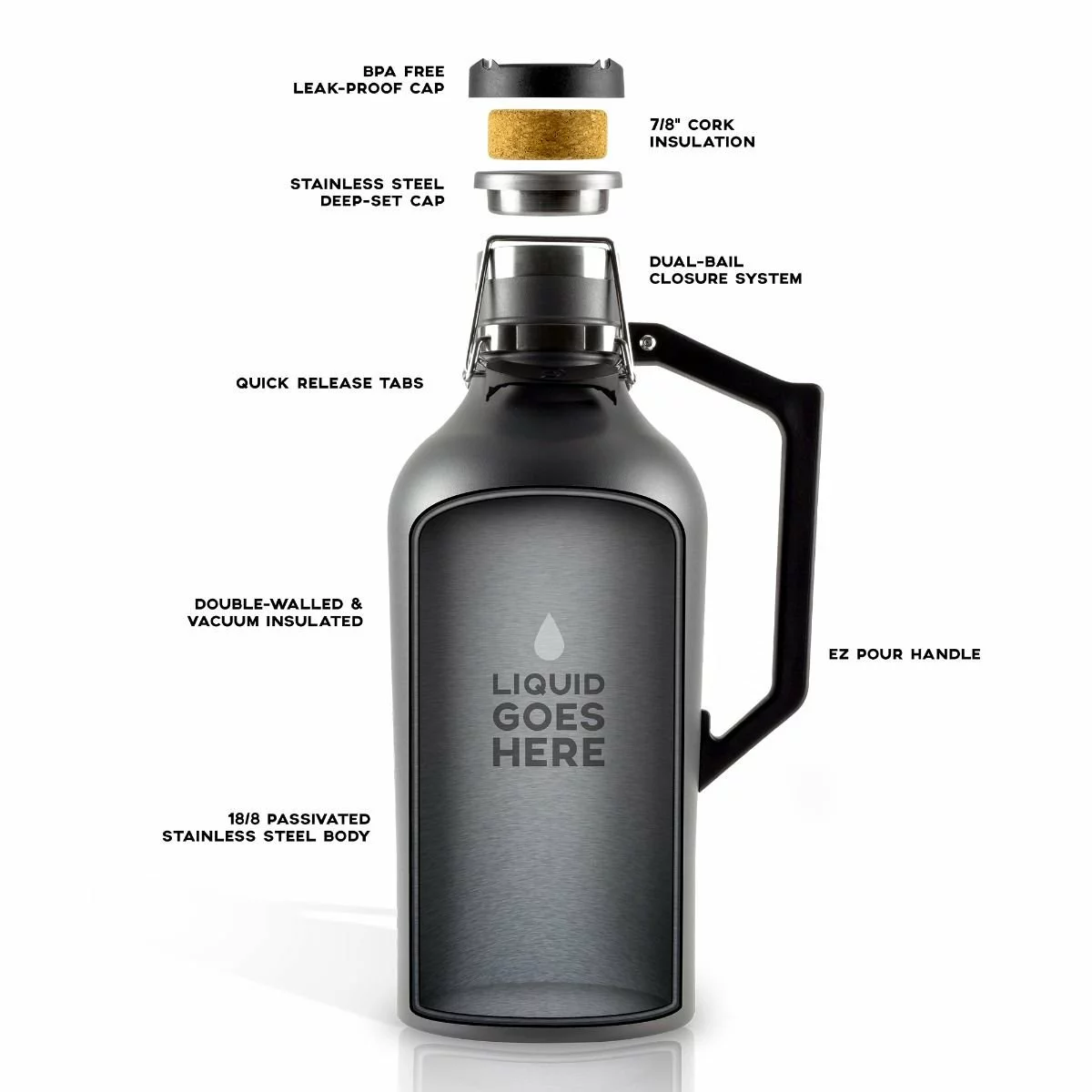 DrinkTanks 64oz Craft Growler | Slate - Image 2