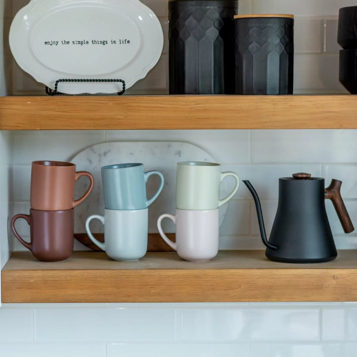 Everything Kitchens Modern Flat 15oz Mugs (Set Of 4) | Brown - Image 4