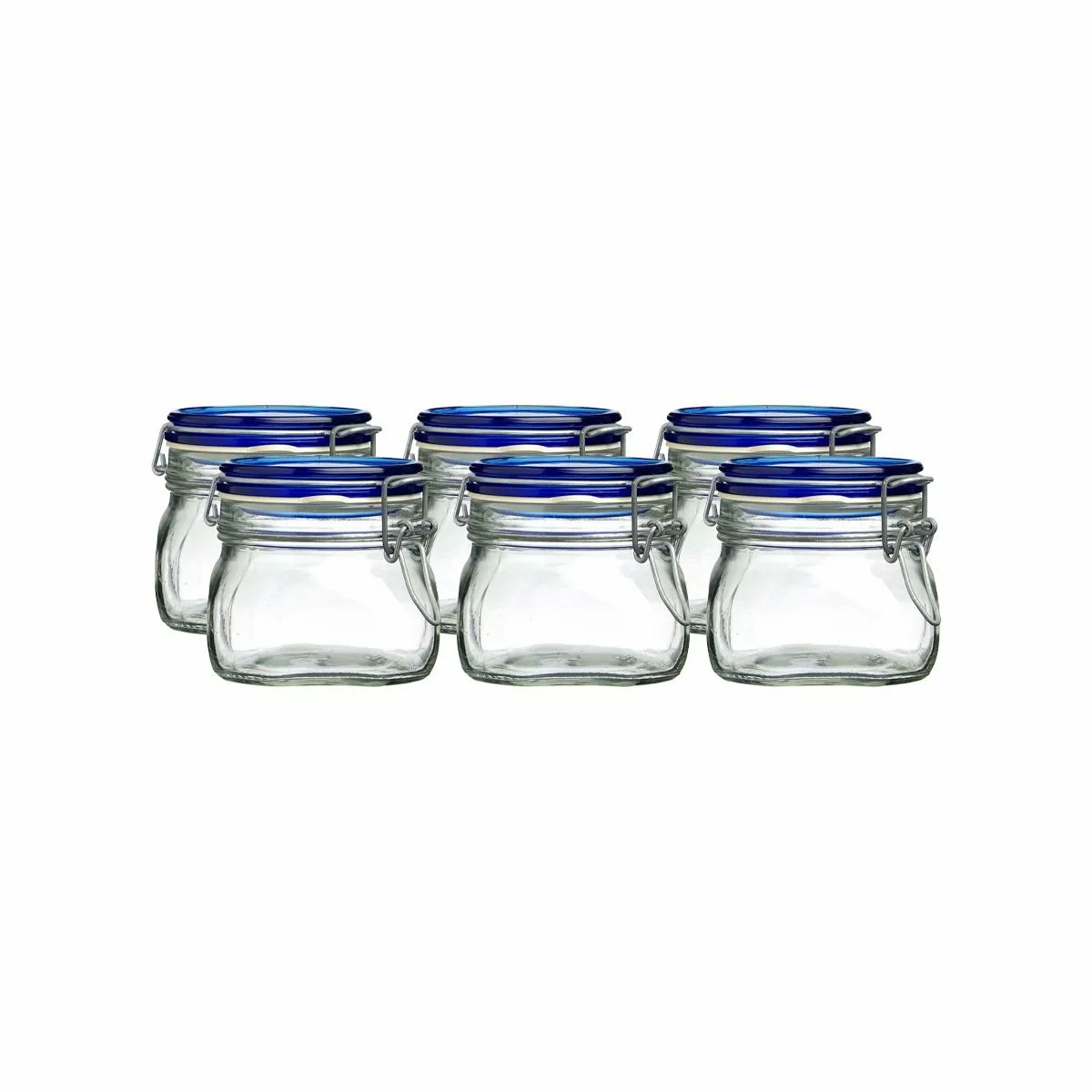 Bormioli Rocco 0.5L Swing Top Fido Canning Jars - Blue Lid | 6-pack