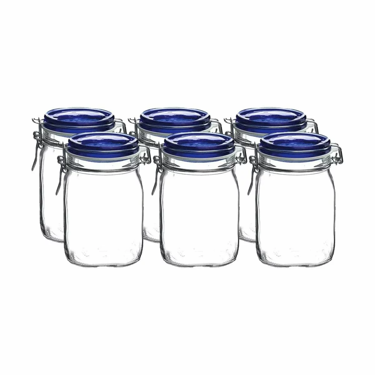 Bormioli Rocco 1L Swing Top Fido Canning Jars - Blue Lid | 6-pack