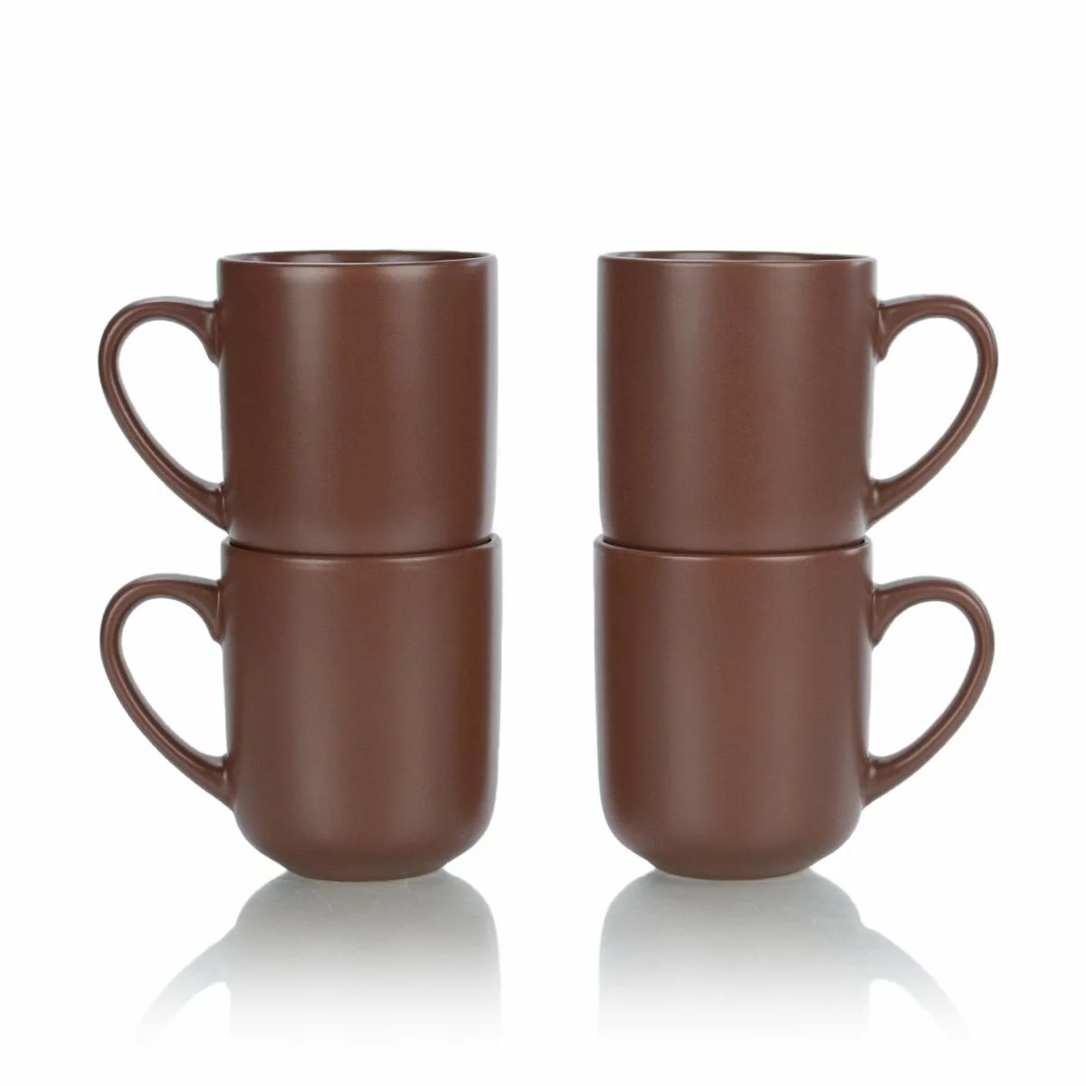 Everything Kitchens Modern Flat 15oz Mugs (Set Of 4) | Brown