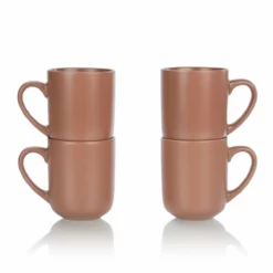 Everything Kitchens Modern Flat 15oz Mugs (Set Of 4) | Terracotta