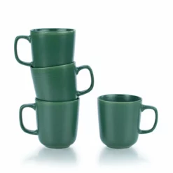 Everything Kitchens Modern Colorful Neutrals - Rippled 12oz Mugs (Set Of 4) - Matte | Green