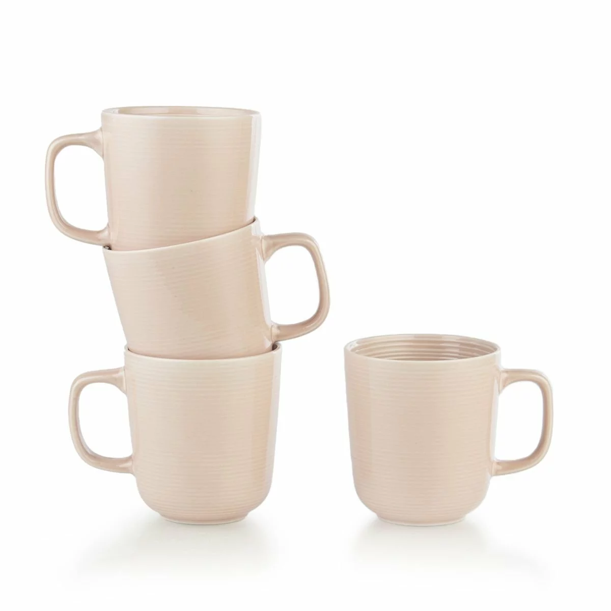 Everything Kitchens Modern Colorful Neutrals - Rippled 12oz Mugs (Set Of 4) - Glazed | Blush Pink