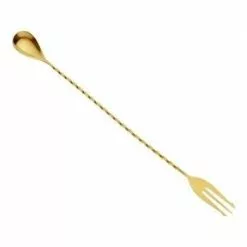 Mercer Barfly 12.4" Bar Spoon With Fork | Gold Plated