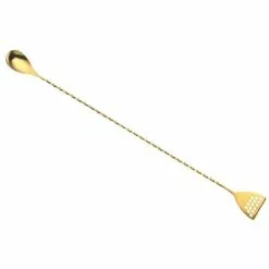 Mercer Barfly 15.75" Bar Spoon With Strainer | Gold Plated