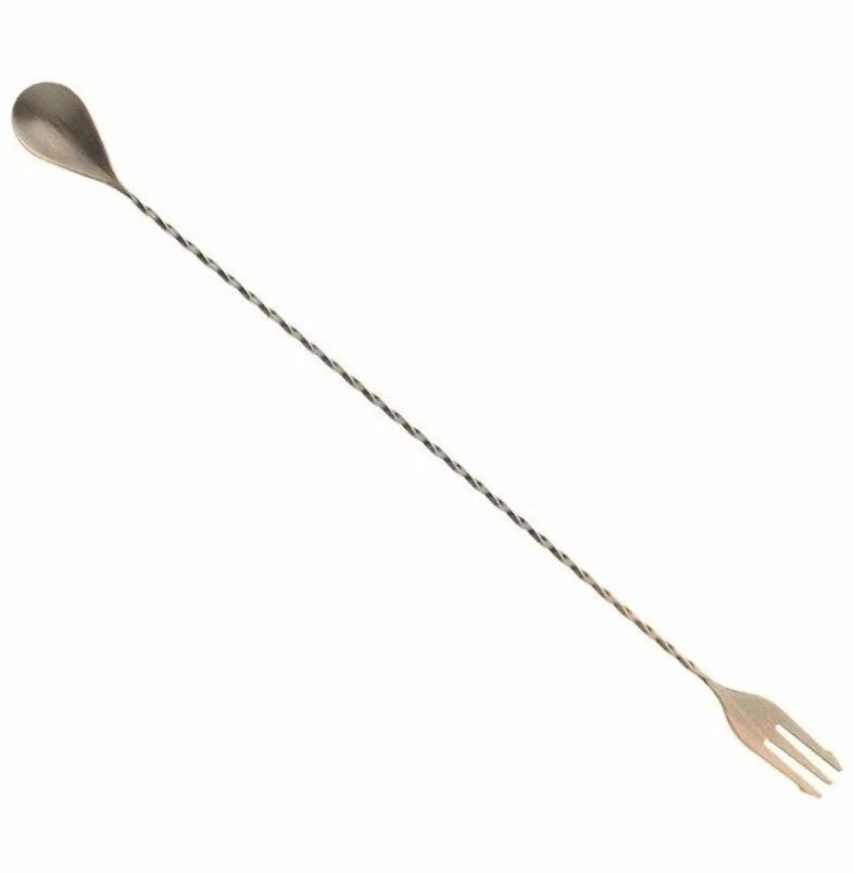 Mercer Barfly 15.75" Bar Spoon With Fork | Antique Copper