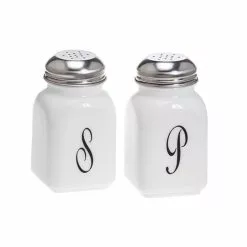 Mosser Glass Monogram Salt & Pepper Set | Milk
