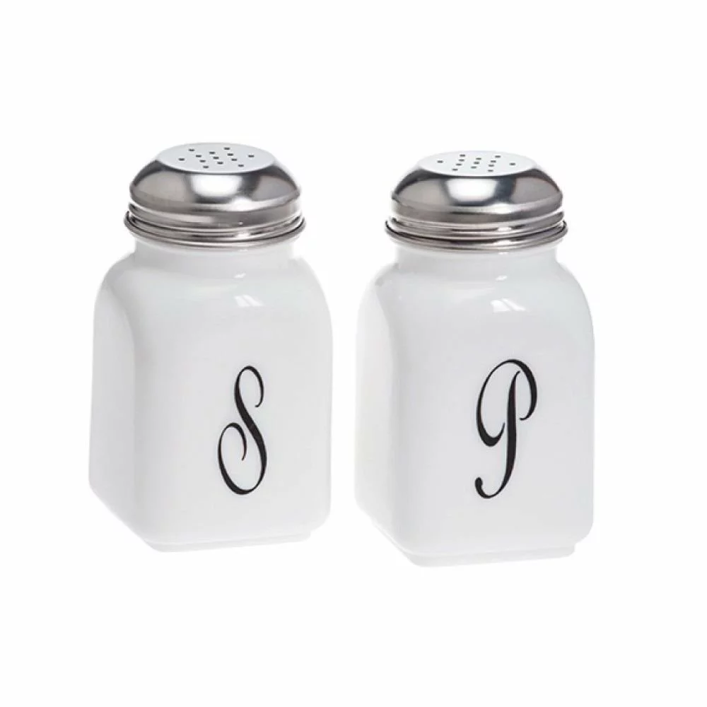 Mosser Glass Monogram Salt & Pepper Set | Milk