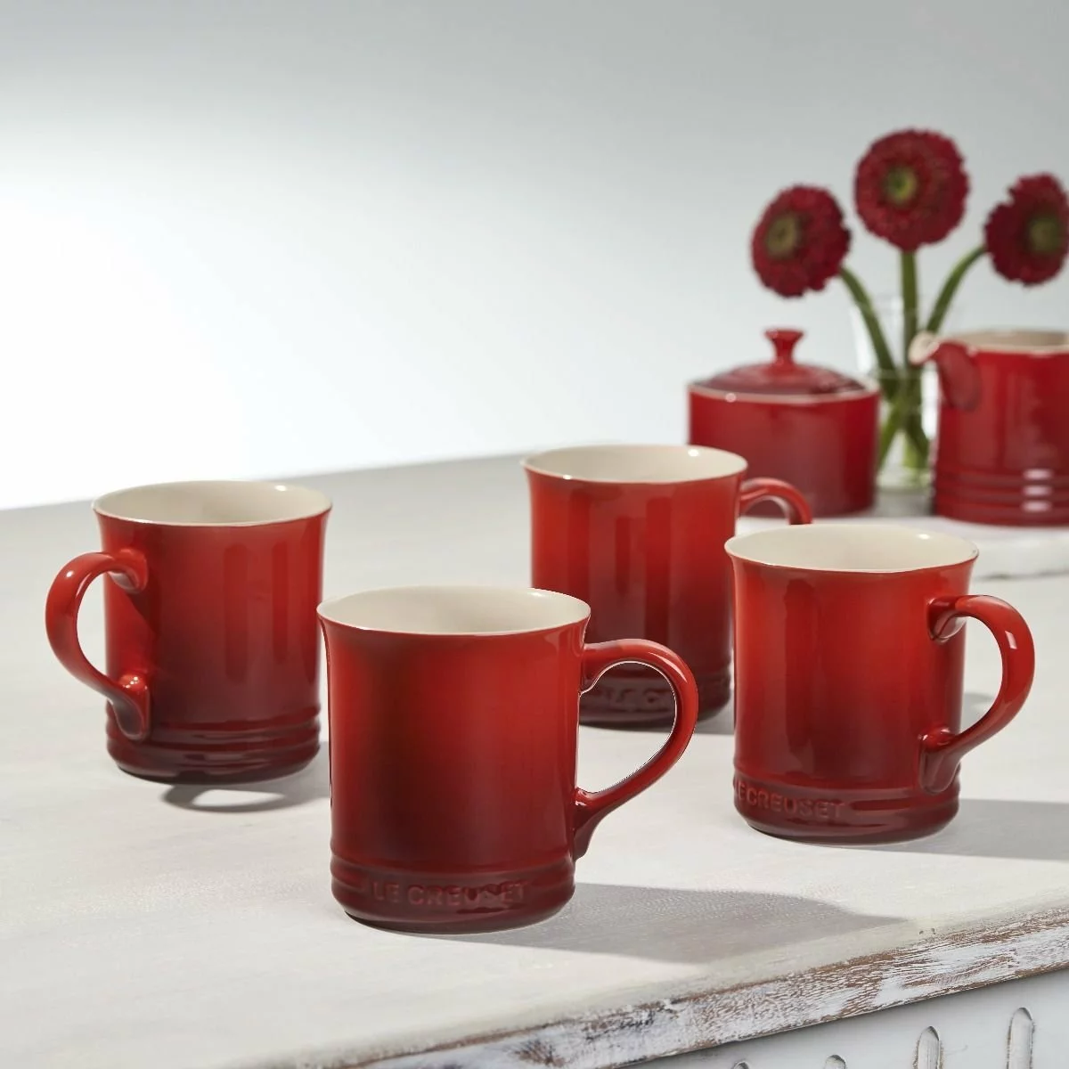 Le Creuset 14oz Mugs (Set Of 4) | Cerise/Cherry Red - Image 4