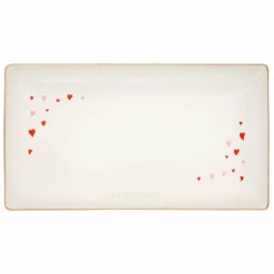 Le Creuset L'Amour Rectangular Hostess Tray With Heart Applique| White