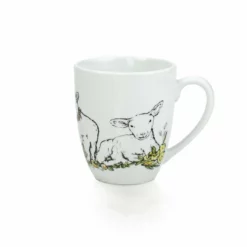 Everything Kitchens Barnyard Baby Animals 12oz Mug | "Leaping Sheep" - Lamb